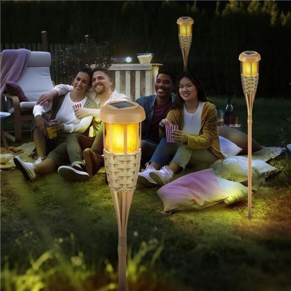 Solar Outdoor Lights, Solar Torch Lights Outdoor Flickering Flame, Outdoor - Picture 2 of 7